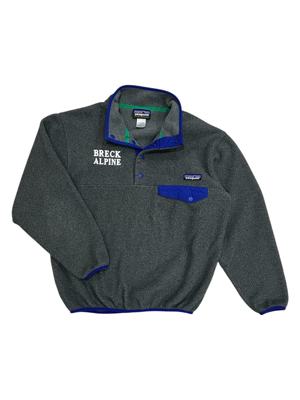 Patagonia Grey Synchilla Pullover with Blue Trim from Breck Alpine XS